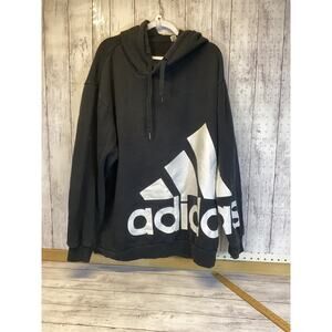 Adidas Big Logo Oversized Pullover Hoodie Black White Men's Size 2XL